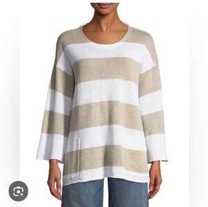 Eileen Fisher Woman Organic Linen Stripe Sweater 1X